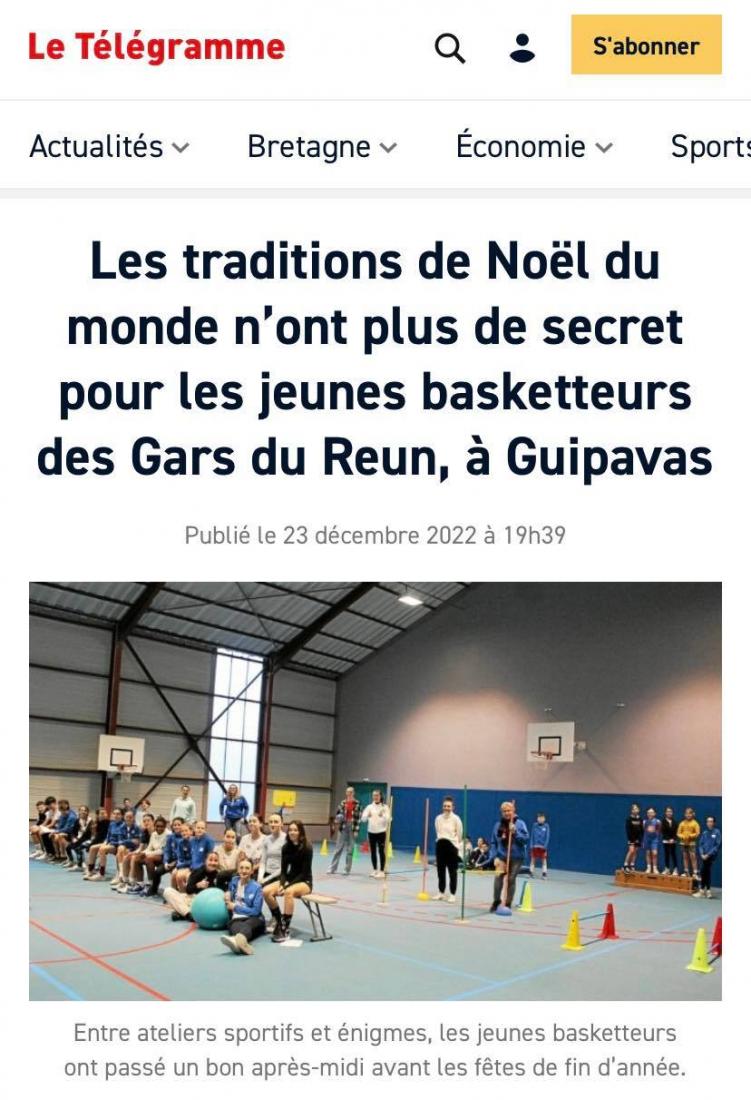 [DANS LA PRESSE - LE TÉLÉGRAMME] - Les traditions de Noël du monde n’ont plus de secret pour les jeunes basketteurs des Gars du Reun, à Guipavas 📰