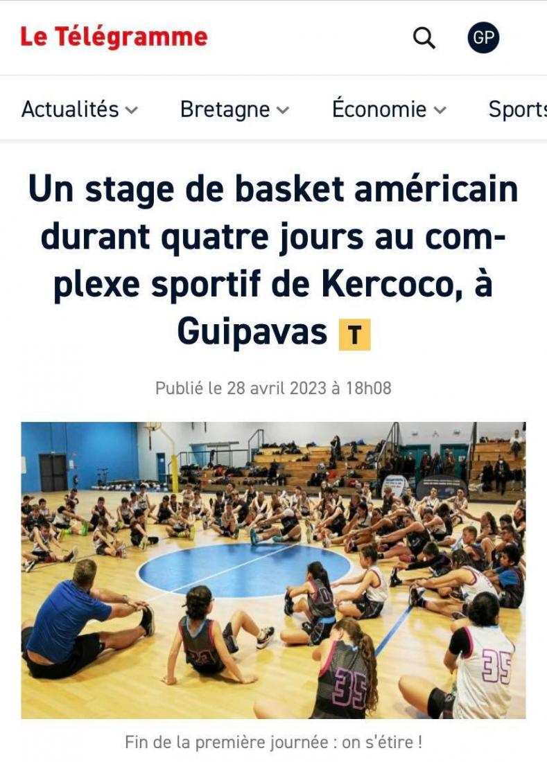 [DANS LA PRESSE - LE TÉLÉGRAMME] -  Un stage de basket américain durant quatre jours au complexe sportif de Kercoco, à Guipavas 📰