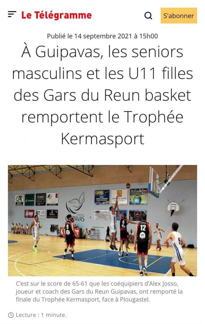 [DANS LA PRESSE - Télégramme] TROPHÉE KERMASPORT 2021 📰