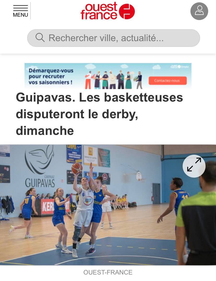 [DANS LA PRESSE - OUEST FRANCE] - LES BASKETTEUSES DISPUTERONT LE DERBY DIMANCHE 📰